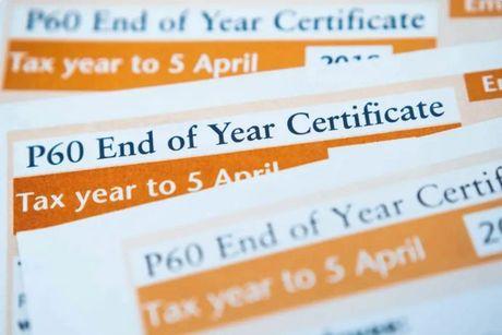 A stack of P60 end of year certificate forms.